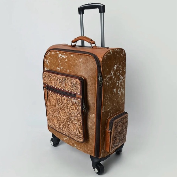 American Darling Brown Travel Bag with Floral Embossing - Picture 1 of 6